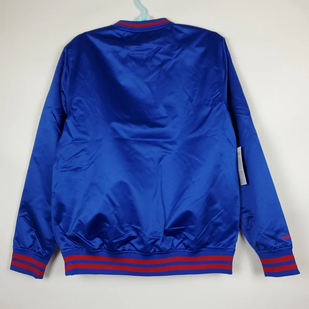 Atlanta Braves Mitchell & Ness MLB M Medium‎ Pullover Satin Jacket Blue Red NWT